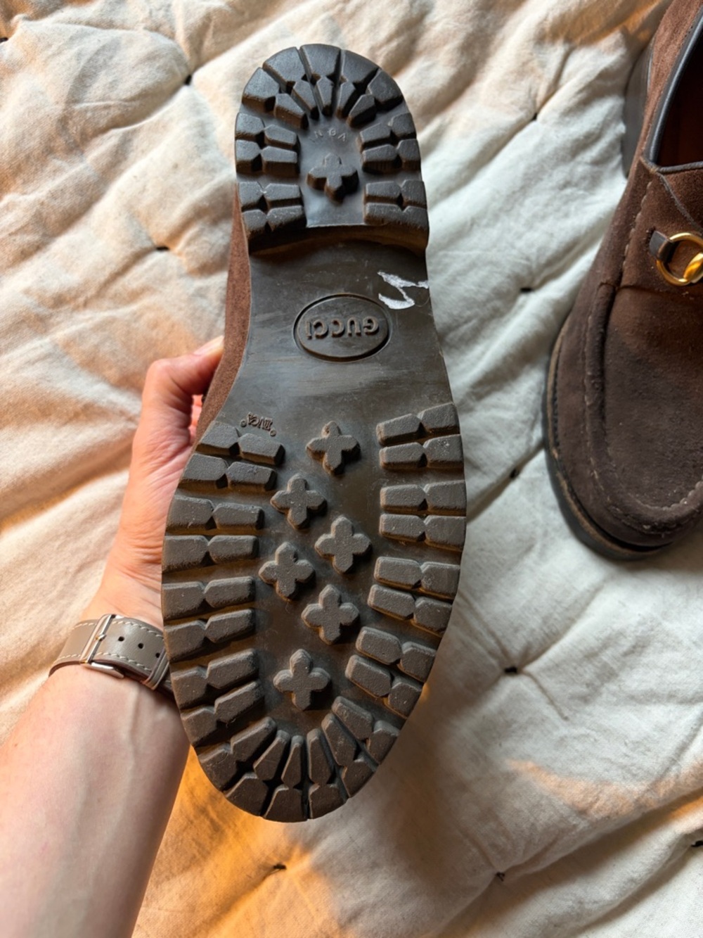 Gucci Brown Suede Horsebit Loafers - Picture 4 of 9